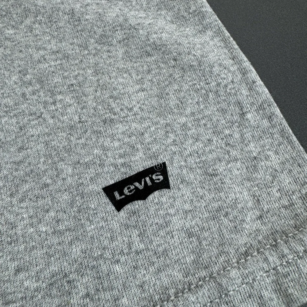 Levis Mens Heather Grey Short Sleeve Crewneck T-Shirt Large Cotton‎ Blend Basic